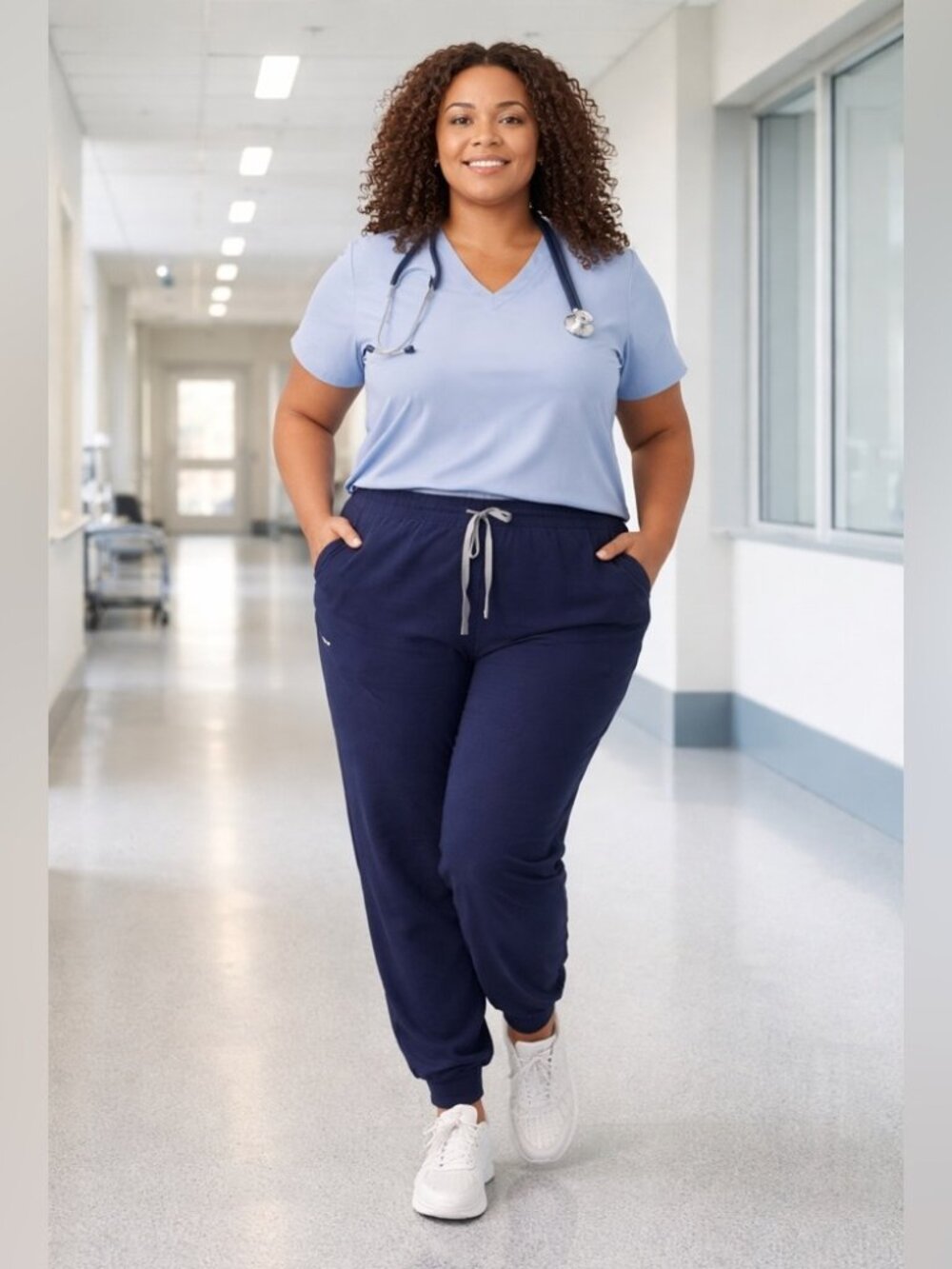 FIGS Scrub Jogger Pants Navy Blue Drawstring Stretch Medical Size 3XL